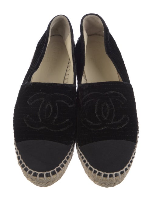 Chanel Interlocking CC Logo Velvet Espadrilles