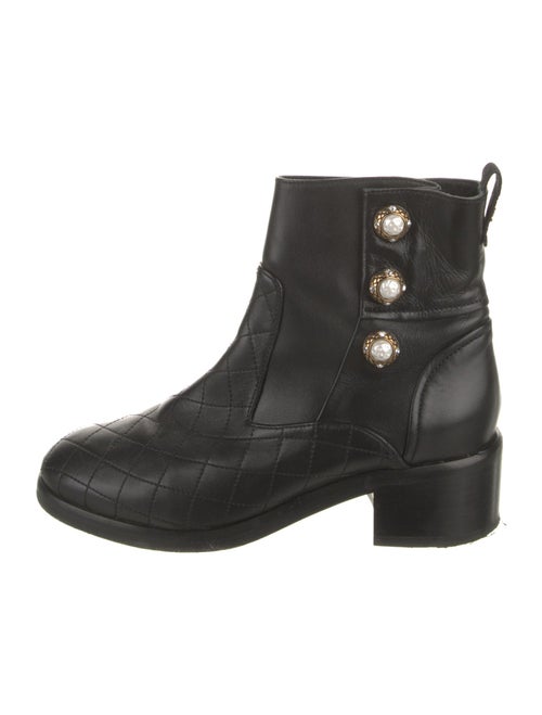 Chanel Interlocking CC Logo Leather Moto Boots