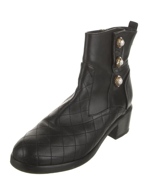 Chanel Interlocking CC Logo Leather Moto Boots