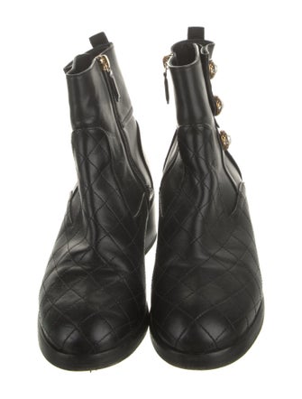 Chanel Interlocking CC Logo Leather Moto Boots
