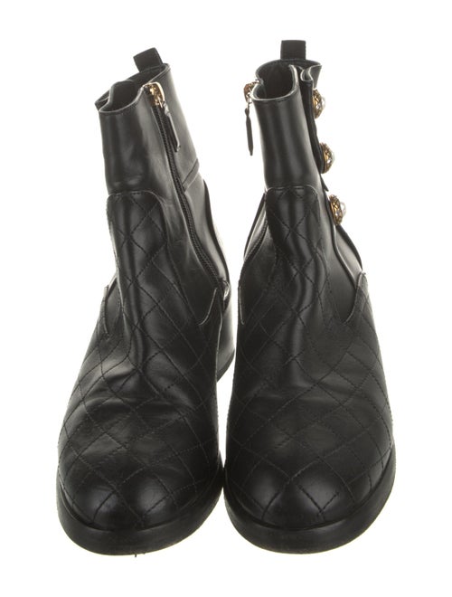 Chanel Interlocking CC Logo Leather Moto Boots