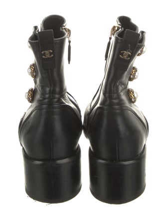 Chanel Interlocking CC Logo Leather Moto Boots