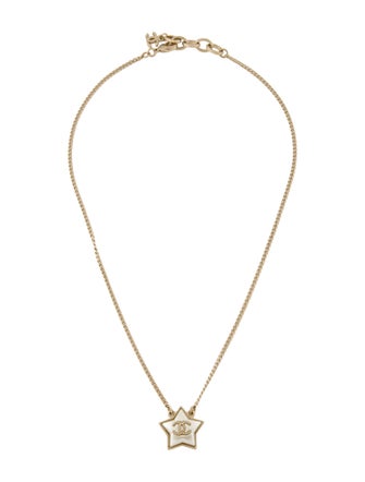 Chanel Faux Pearl Star CC Pendant Necklace