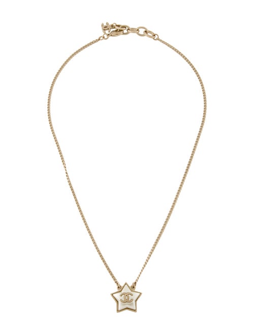 Chanel Faux Pearl Star CC Pendant Necklace