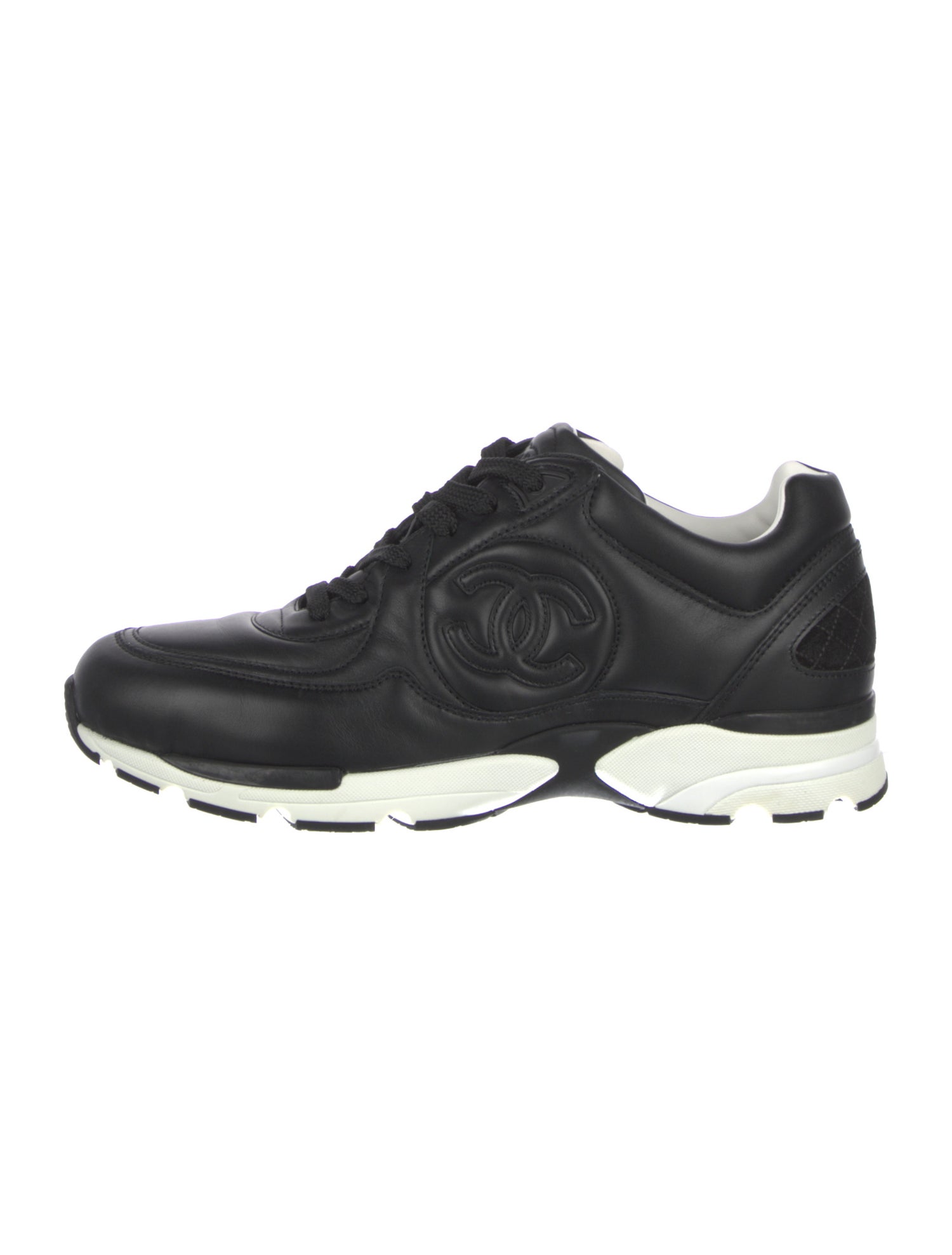 Chanel Interlocking CC Logo Leather Athletic Sneakers