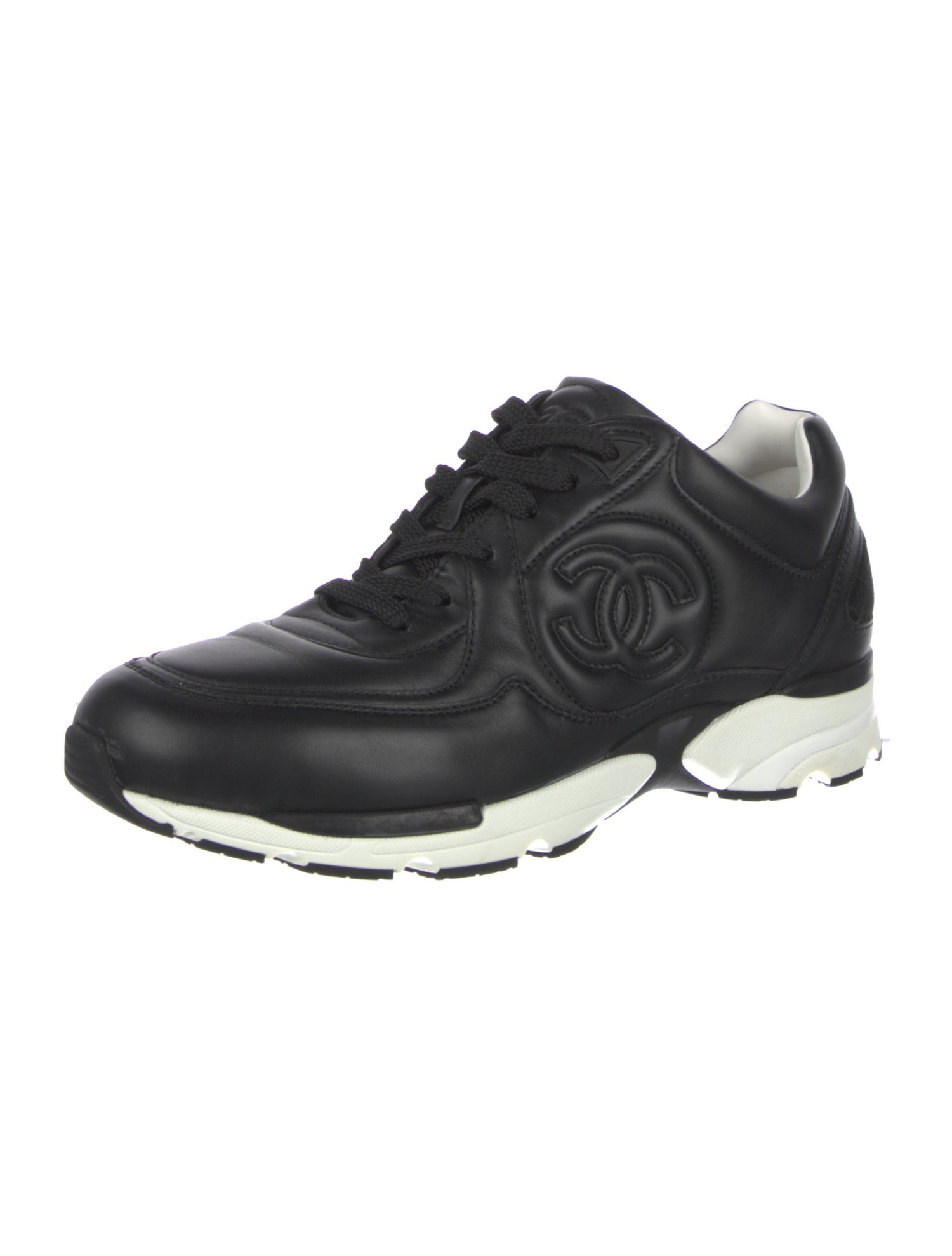 Chanel Interlocking CC Logo Leather Athletic Sneakers