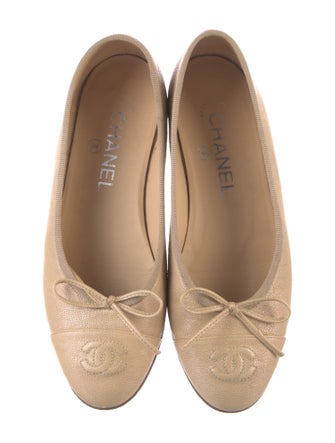 Chanel Interlocking CC Logo Leather Ballet Flats