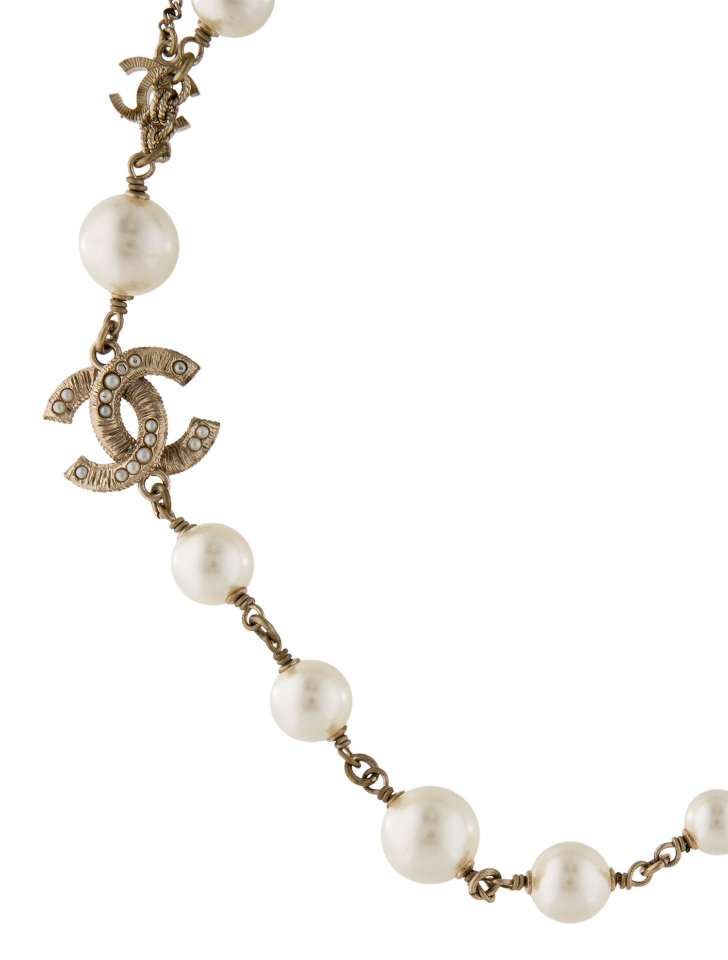 Chanel Faux Pearl CC Collar Necklace