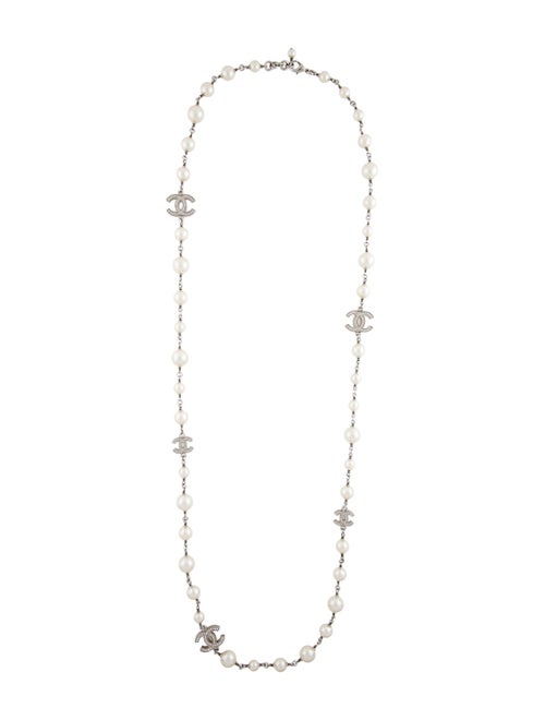 Chanel 2020 Faux Pearl & Strass CC Station Necklace