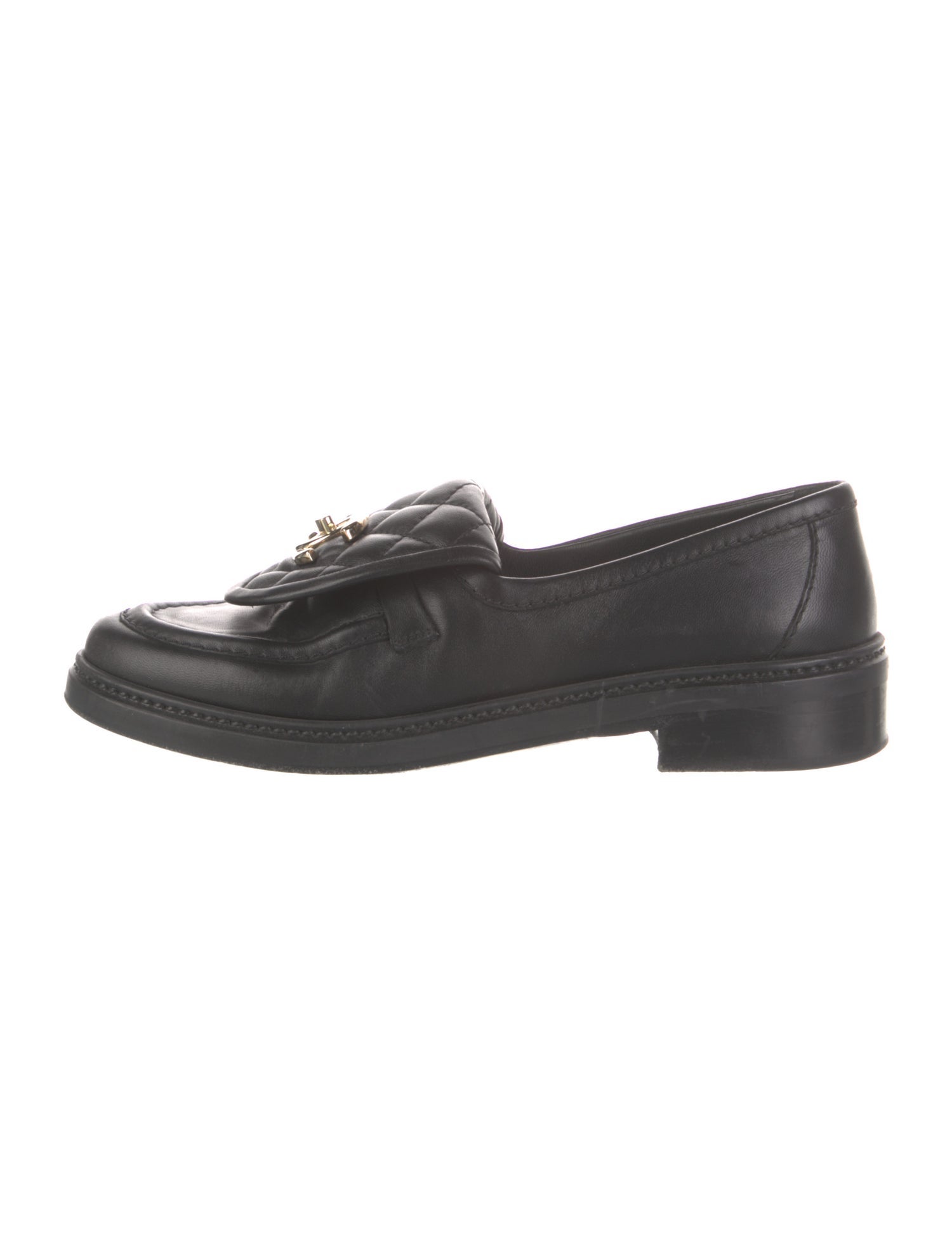 Chanel Interlocking CC Logo Leather Loafers