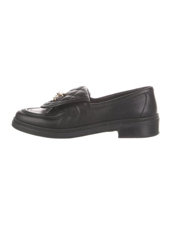 Chanel Interlocking CC Logo Leather Loafers