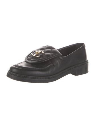 Chanel Interlocking CC Logo Leather Loafers