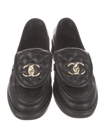 Chanel Interlocking CC Logo Leather Loafers