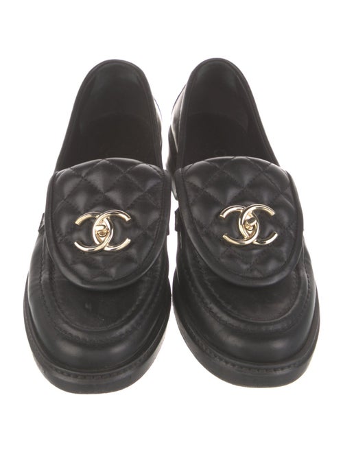 Chanel Interlocking CC Logo Leather Loafers