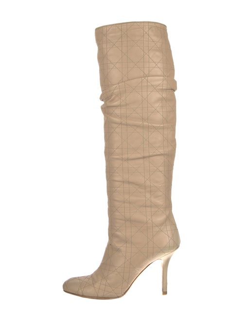Christian Dior Cannage Pattern Leather Slouch Boots