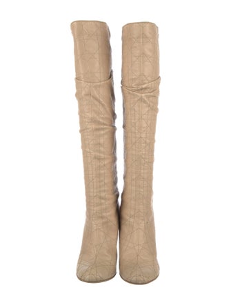 Christian Dior Cannage Pattern Leather Slouch Boots