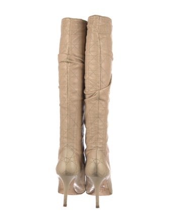 Christian Dior Cannage Pattern Leather Slouch Boots