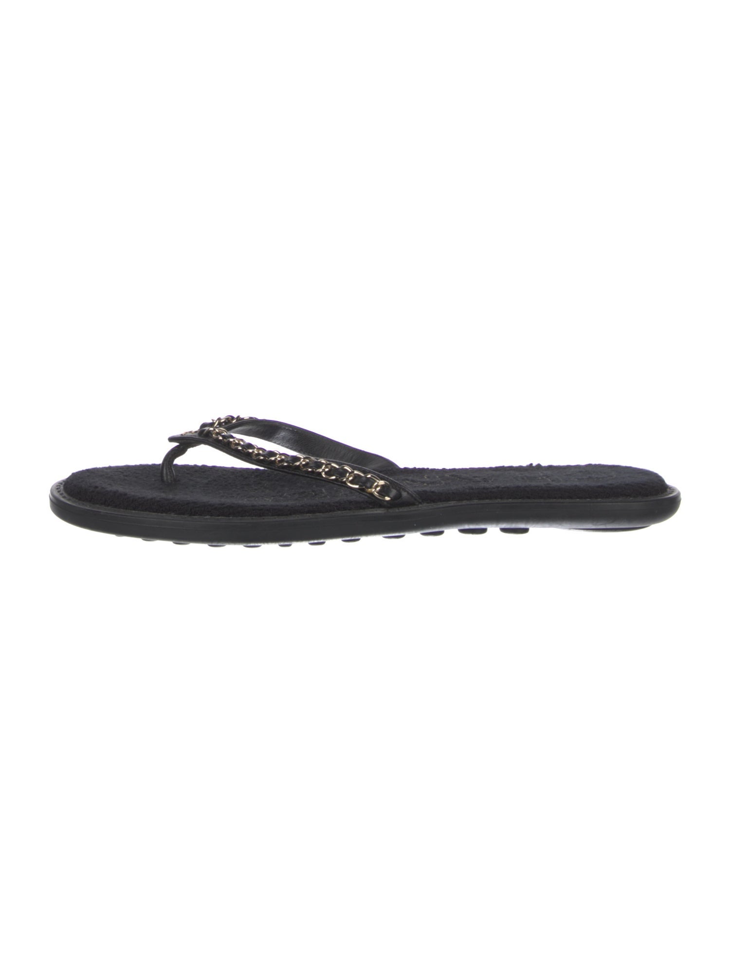 Chanel Interlocking CC Logo Leather Slides