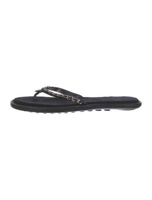 Chanel Interlocking CC Logo Leather Slides