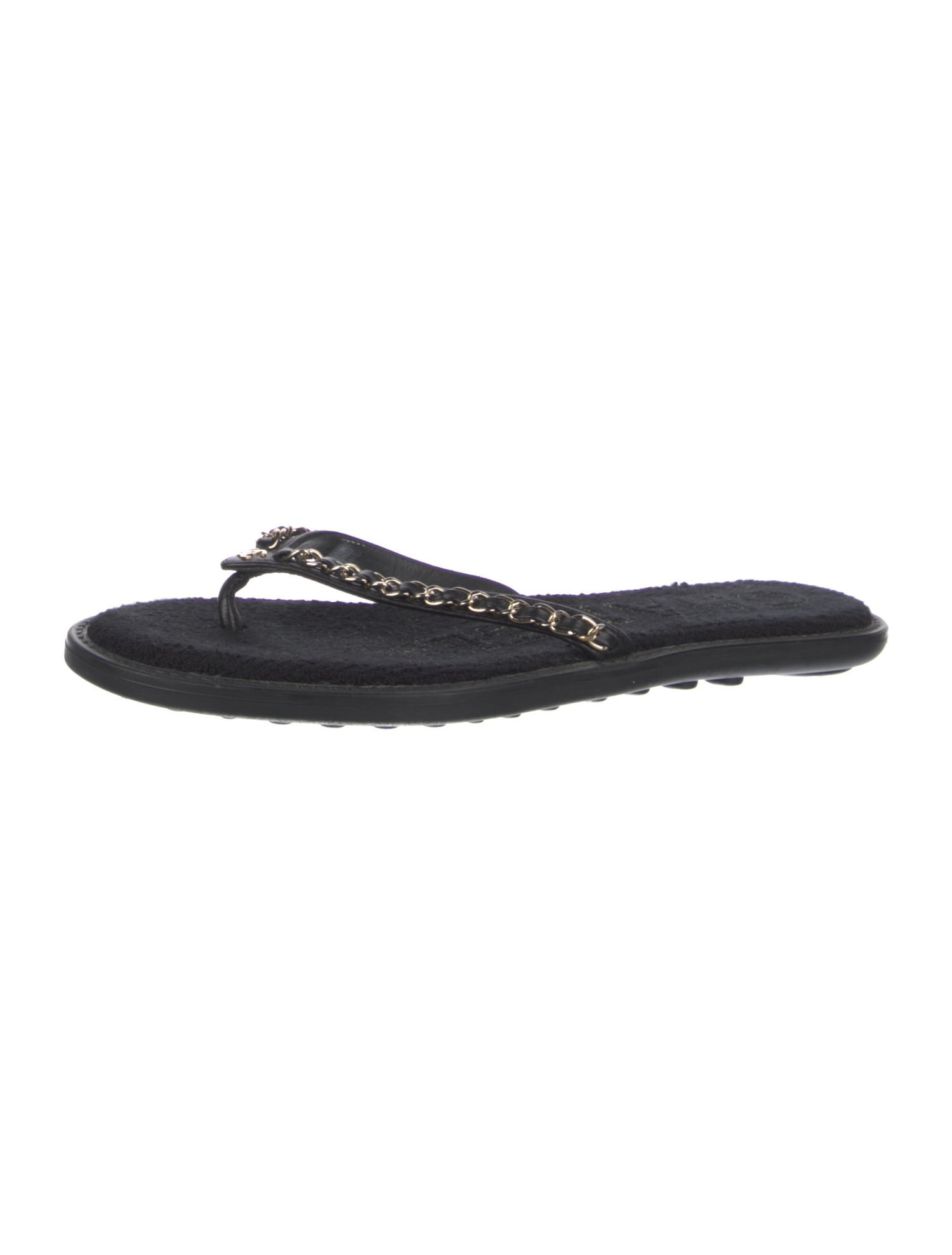 Chanel Interlocking CC Logo Leather Slides