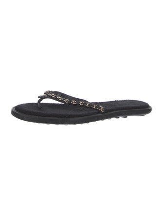 Chanel Interlocking CC Logo Leather Slides