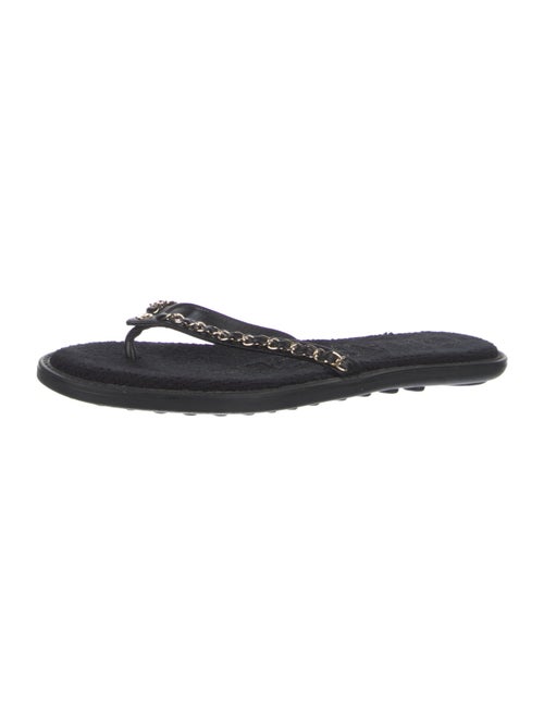 Chanel Interlocking CC Logo Leather Slides