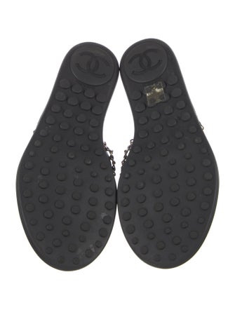 Chanel Interlocking CC Logo Leather Slides