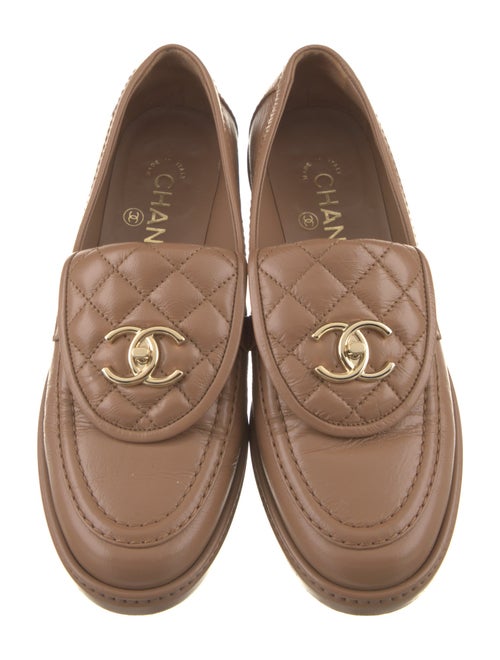 Chanel Interlocking CC Logo Leather Loafers