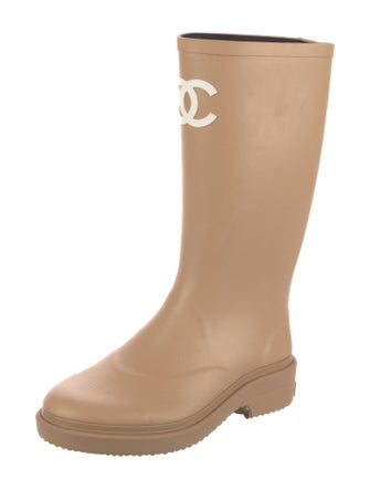 Chanel Interlocking CC Logo Rubber Rain Boots
