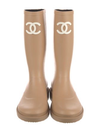 Chanel Interlocking CC Logo Rubber Rain Boots
