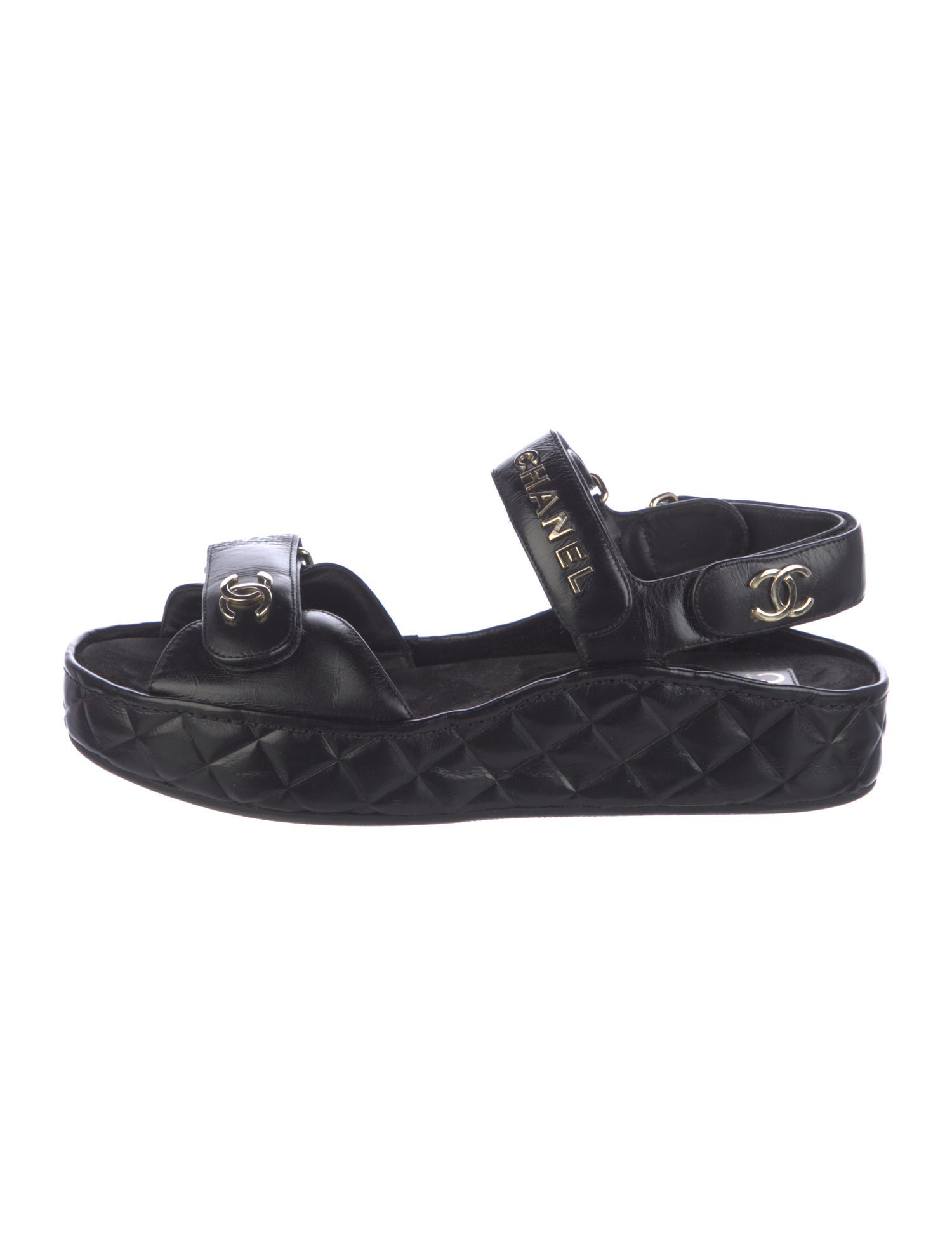 Chanel Interlocking CC Logo Leather Sandals
