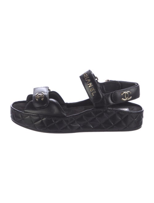Chanel Interlocking CC Logo Leather Sandals