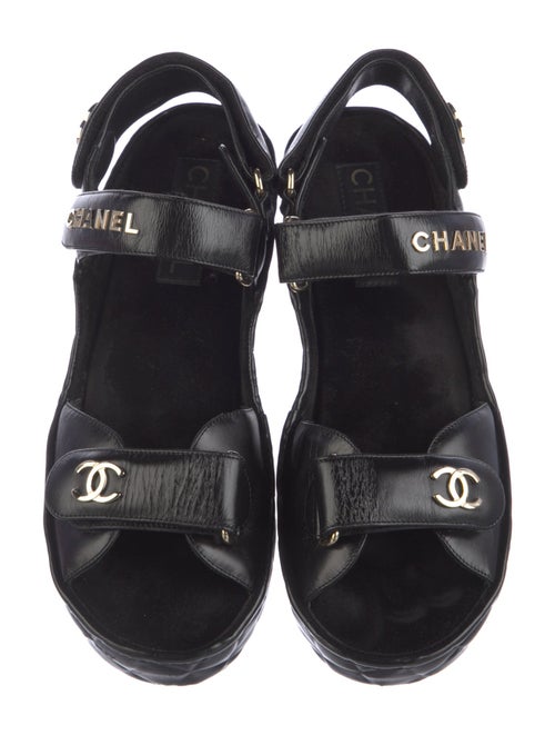 Chanel Interlocking CC Logo Leather Sandals