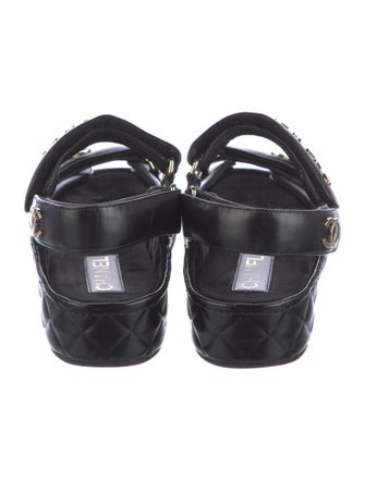 Chanel Interlocking CC Logo Leather Sandals