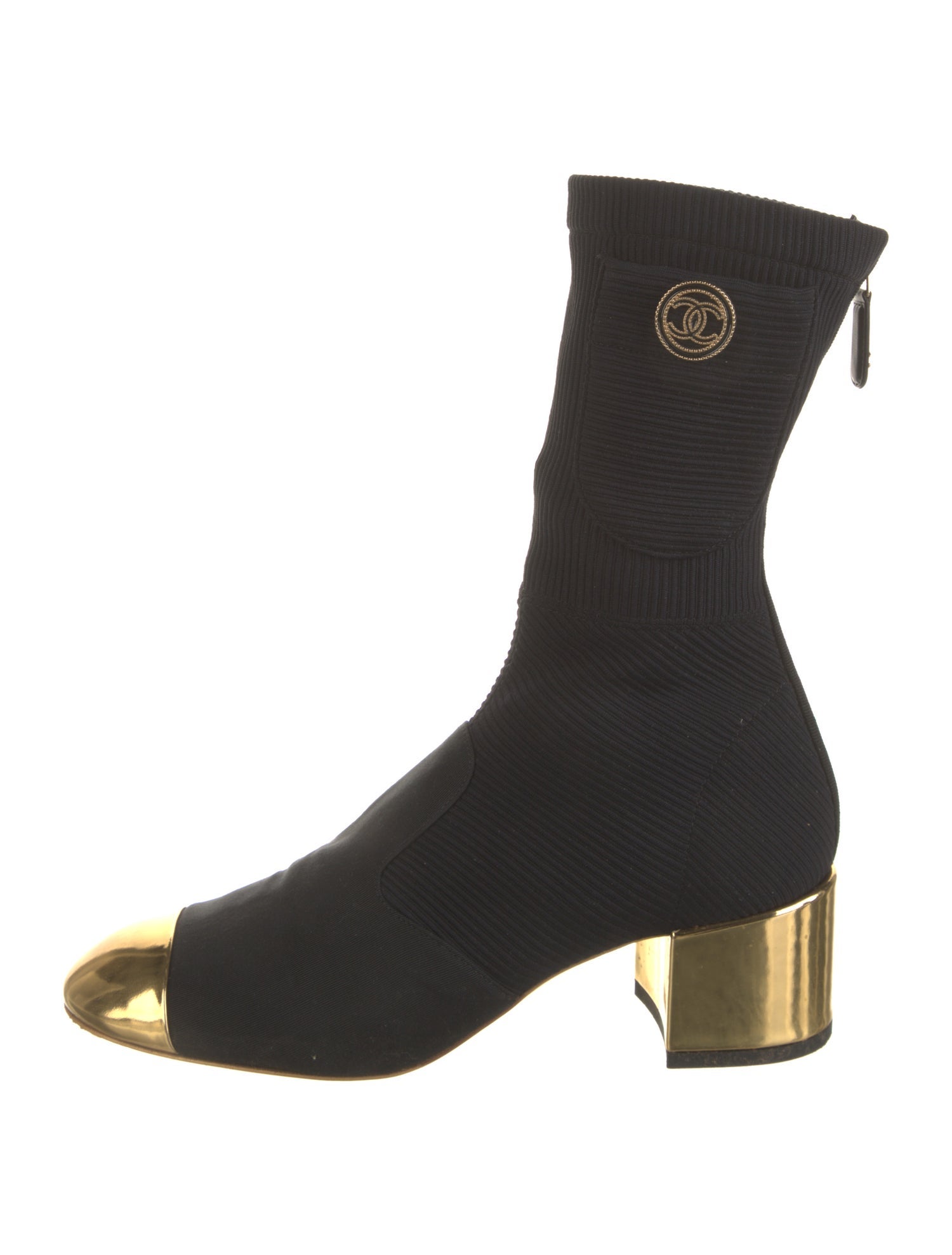 Chanel Interlocking CC Logo Grosgrain Trim Boots