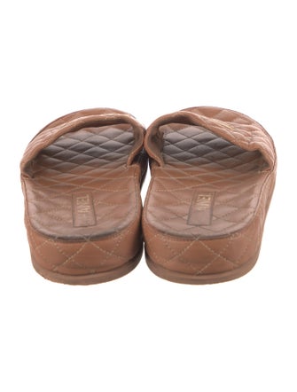 Chanel Interlocking CC Logo Leather Slides