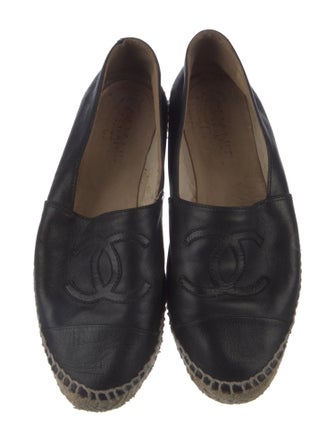 Chanel Interlocking CC Logo Leather Espadrilles