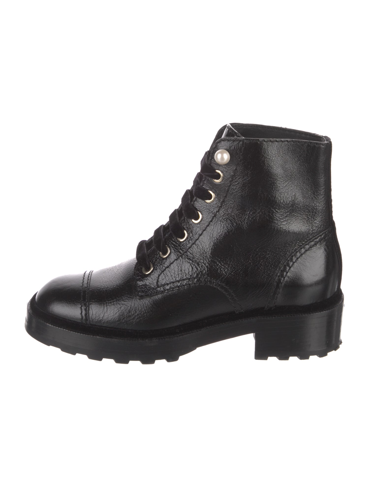 Chanel Interlocking CC Logo Leather Combat Boots