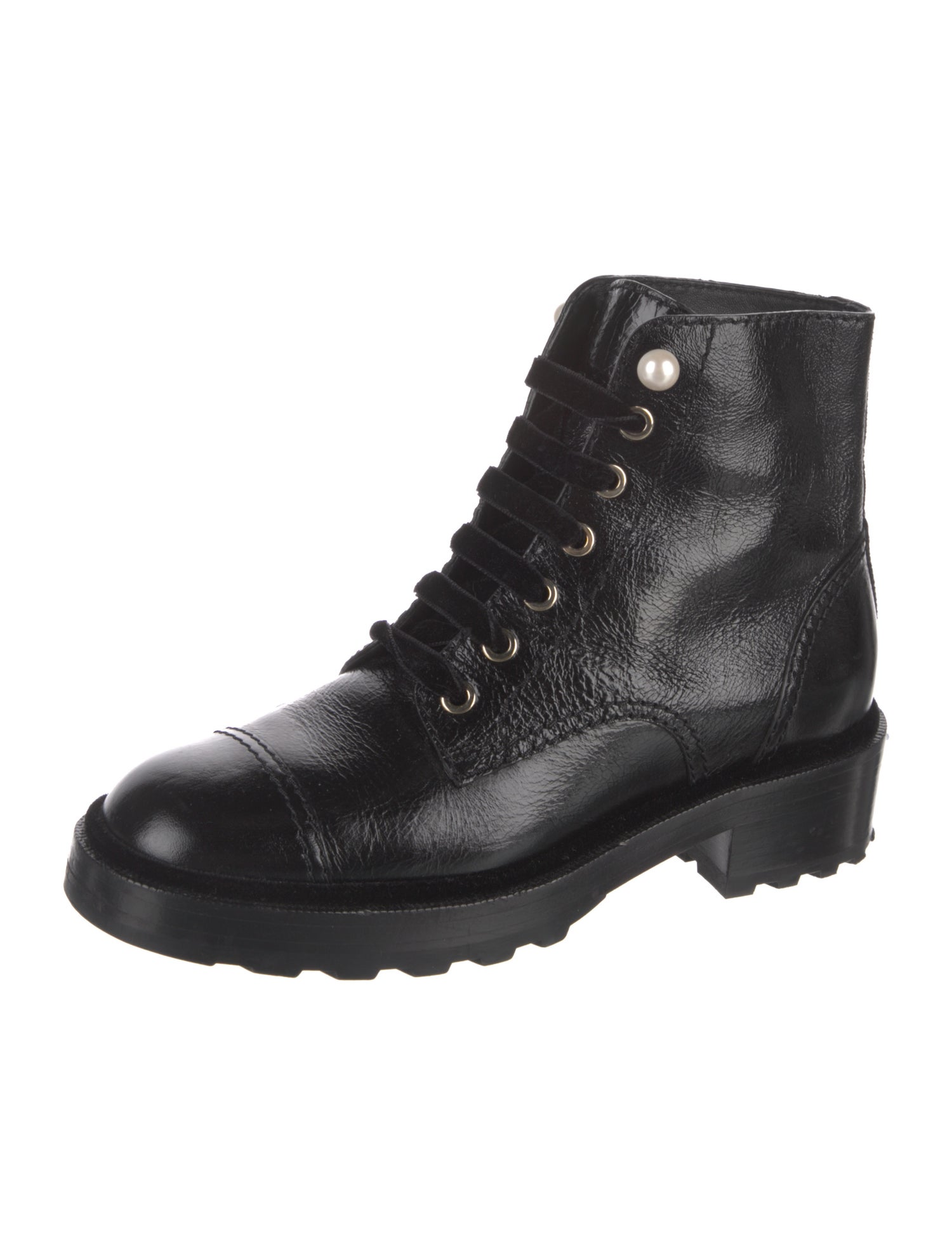 Chanel Interlocking CC Logo Leather Combat Boots