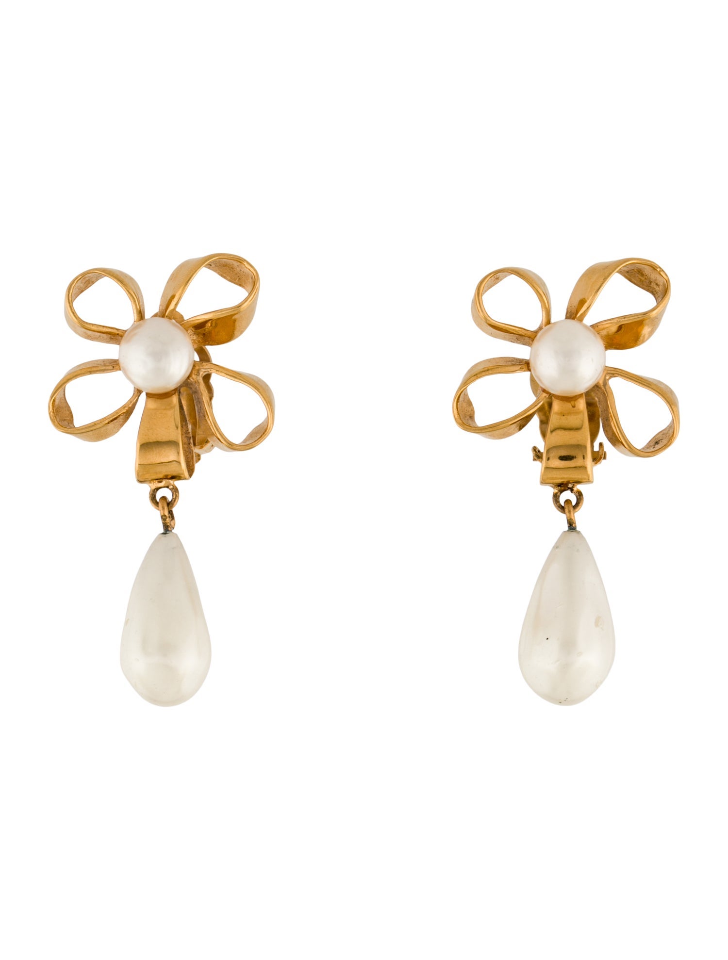 Chanel Vintage Faux Pearl Clip-On Earrings