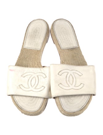 Chanel Interlocking CC Logo Leather Espadrilles