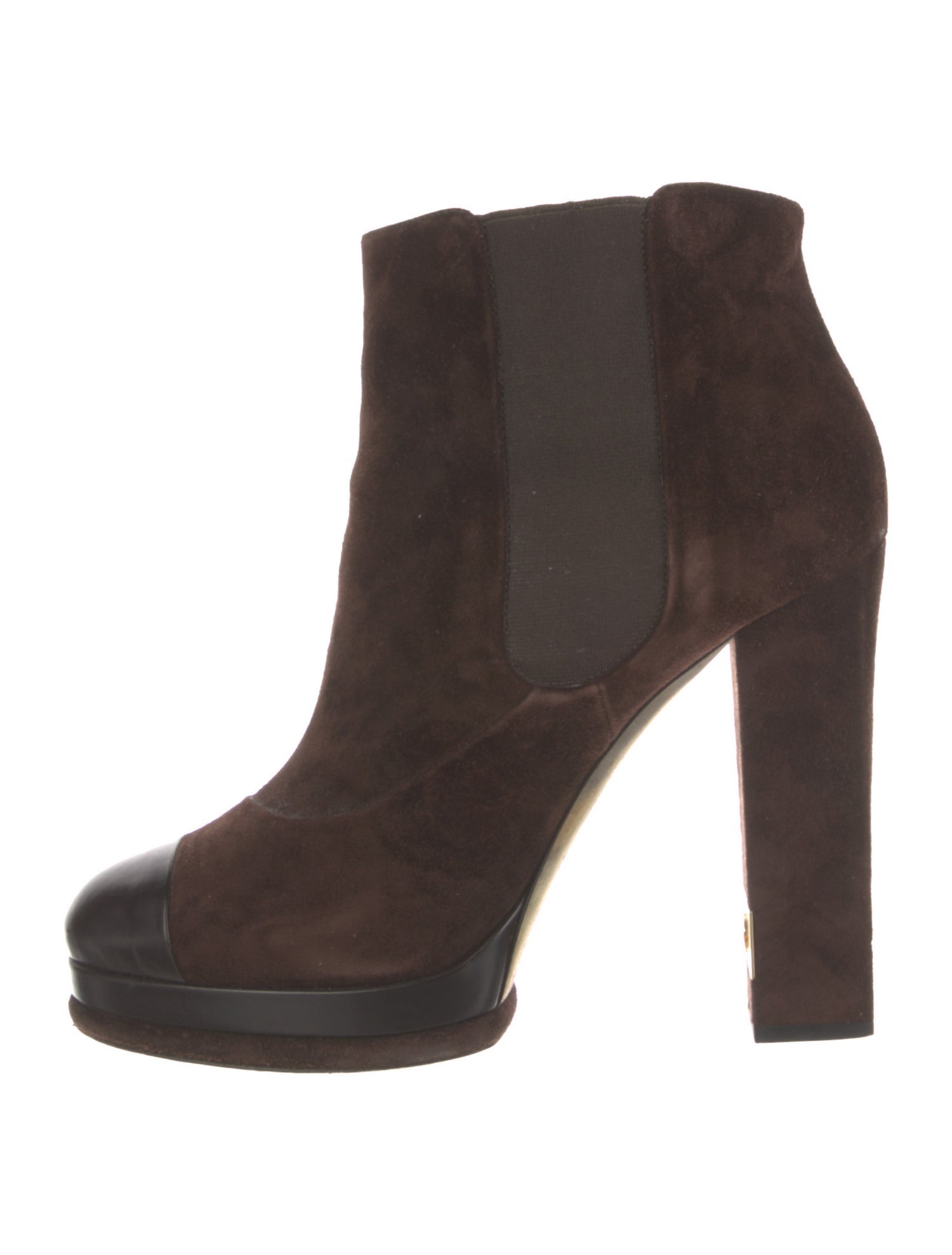 Chanel Interlocking CC Logo Suede Chelsea Boots