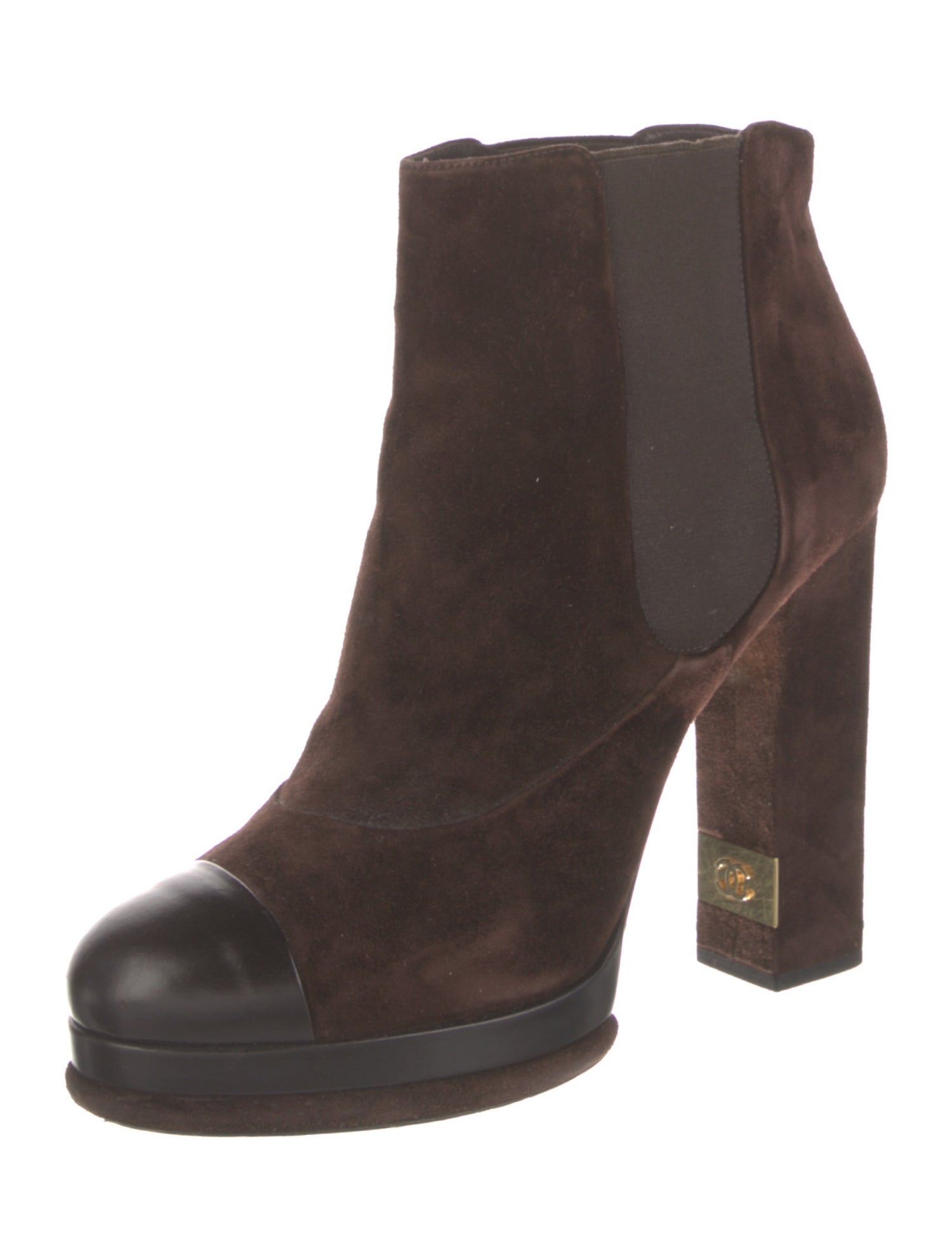 Chanel Interlocking CC Logo Suede Chelsea Boots