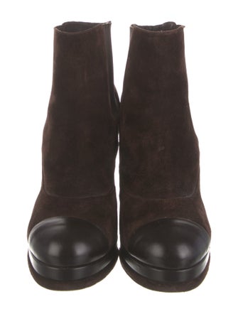 Chanel Interlocking CC Logo Suede Chelsea Boots