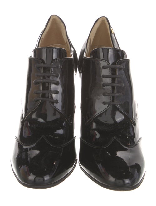 Chanel Interlocking CC Logo Patent Leather Lace-Up Boots