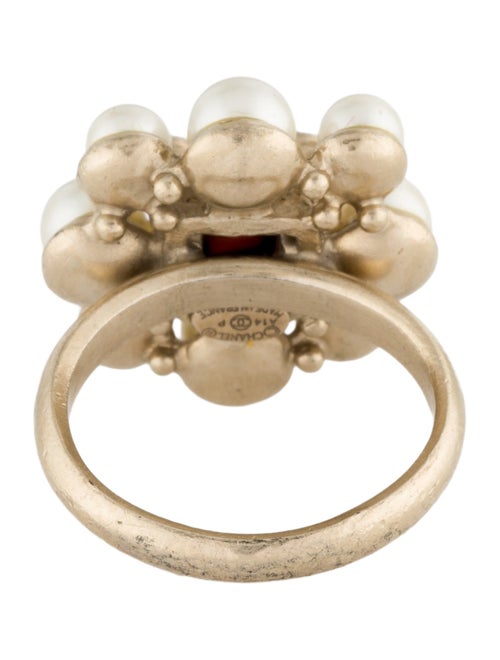 Chanel Faux Pearl, Strass & Resin CC Cocktail Ring