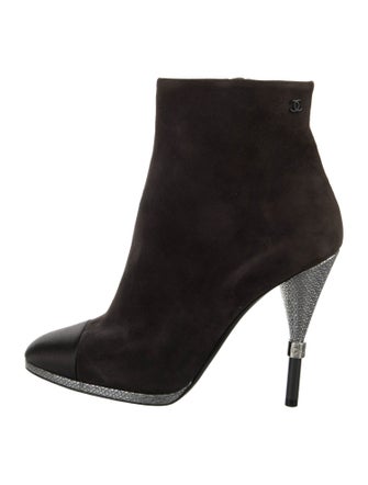Chanel Interlocking CC Logo Suede Boots