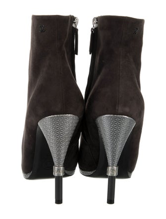 Chanel Interlocking CC Logo Suede Boots