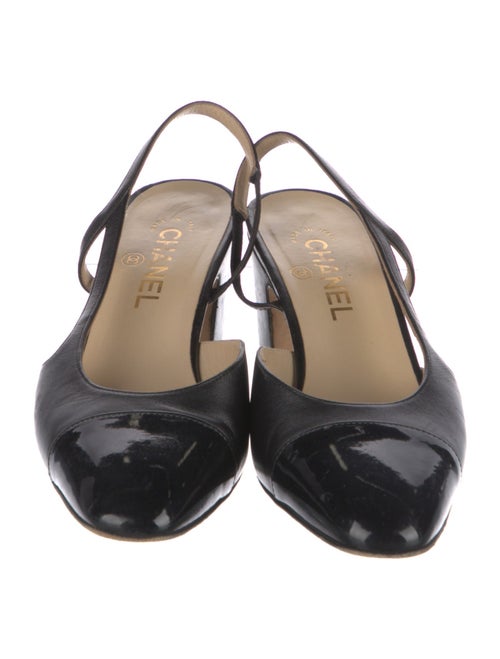 Chanel Interlocking CC Logo Leather Slingback Pumps