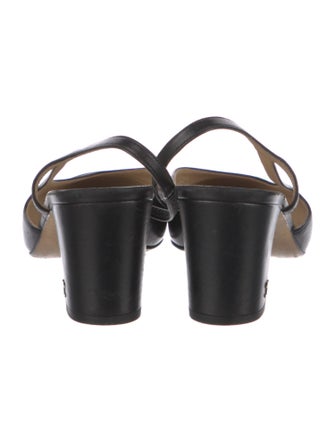 Chanel Interlocking CC Logo Leather Slingback Pumps